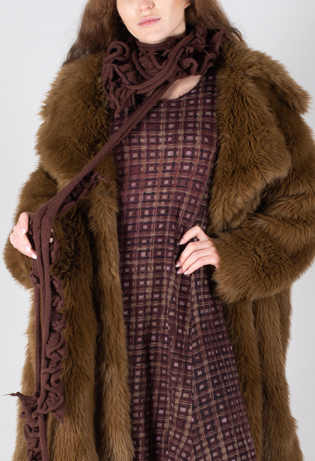 Oversized Faux Fur Coat in Bronze – Olivia May