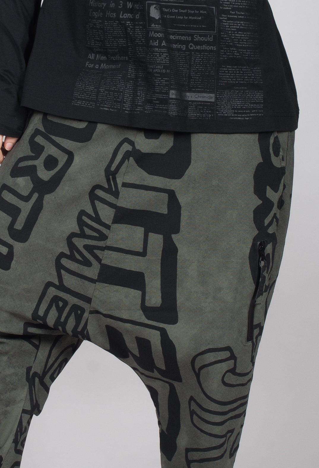 Drop Crotch Trousers with Tapered Leg in Camp Big Print