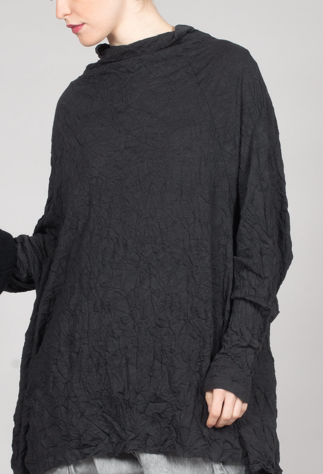 Asymmetric Crinkle Top in Slate