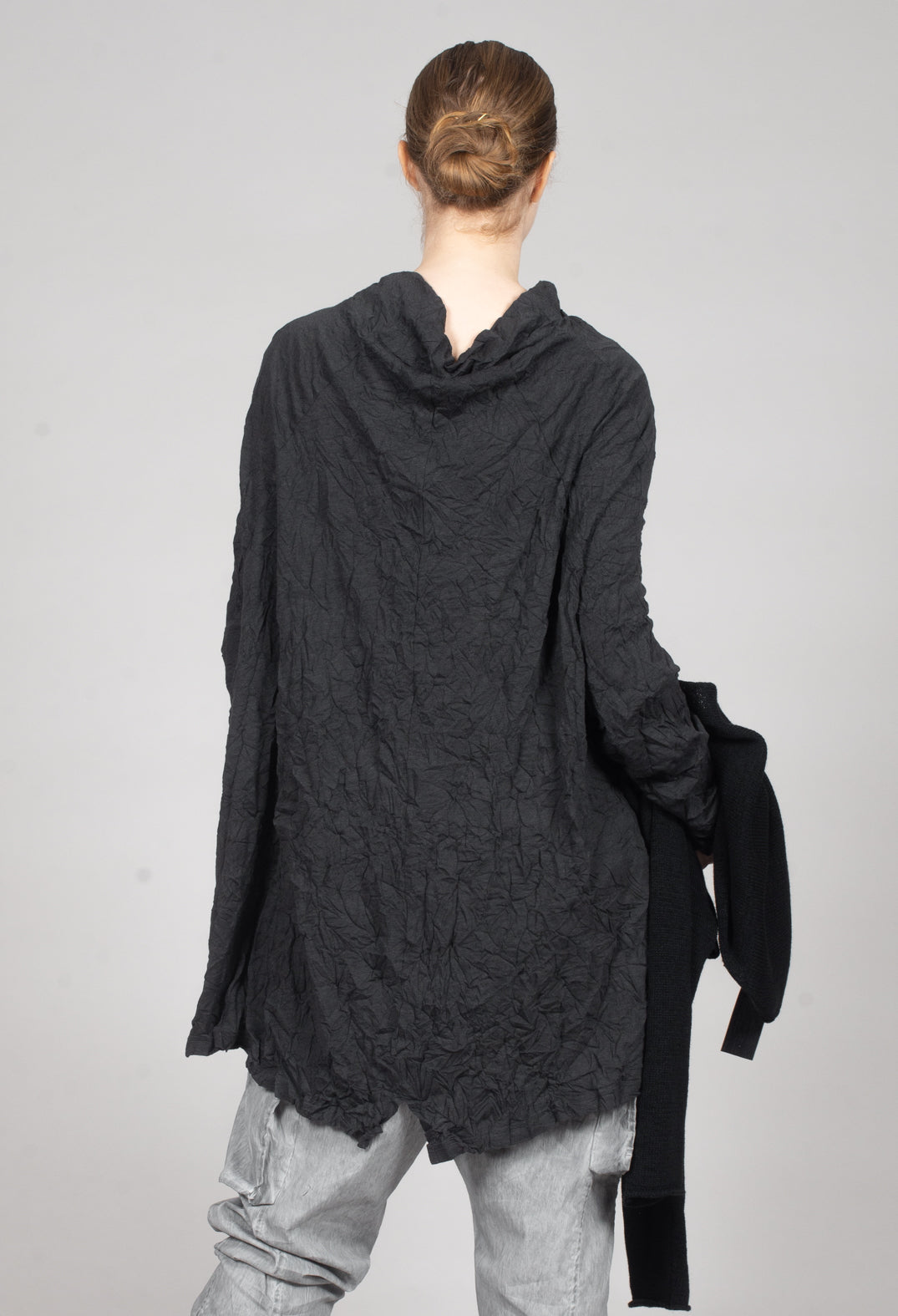 Asymmetric Crinkle Top in Slate