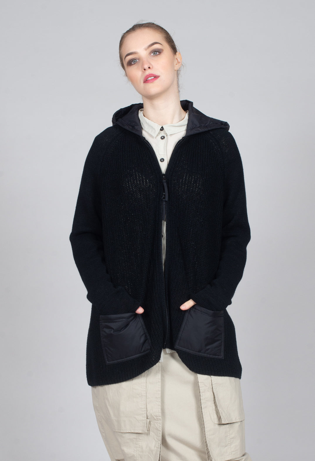 Hooded Cardigan in Black