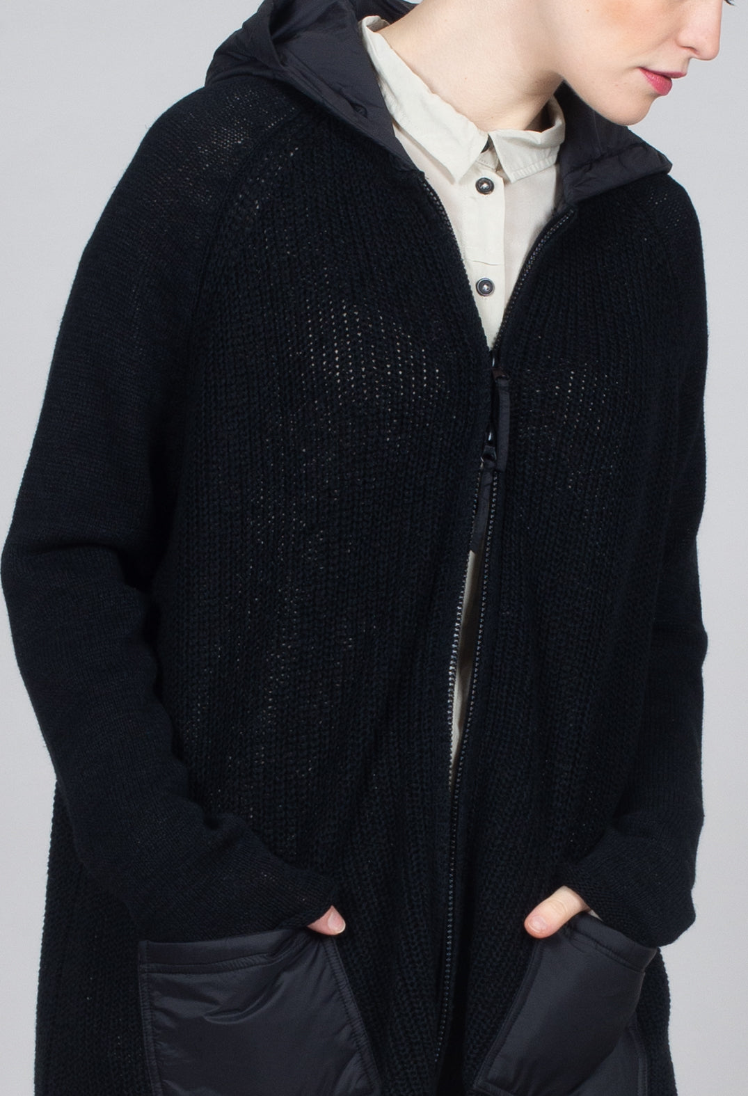 Hooded Cardigan in Black