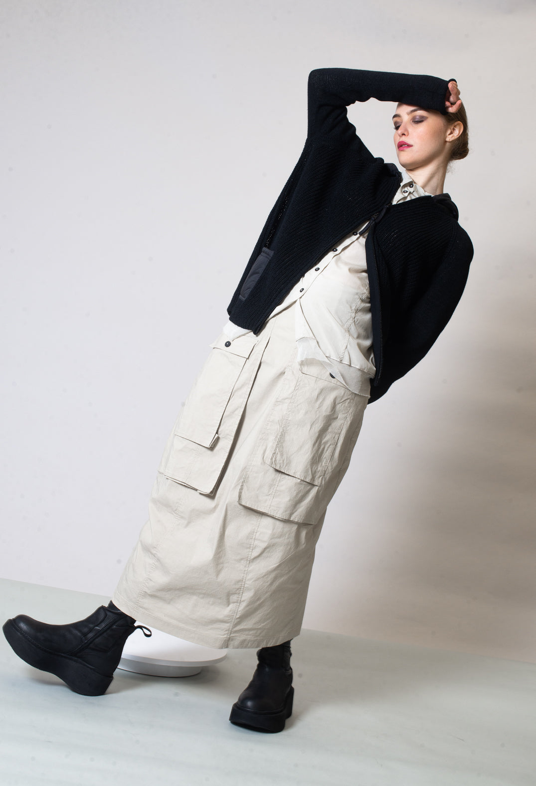 Skirt with Statement Pockets in Eraser