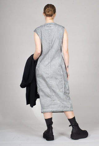 Dress with Bleached Stitching in Pencil Cloud