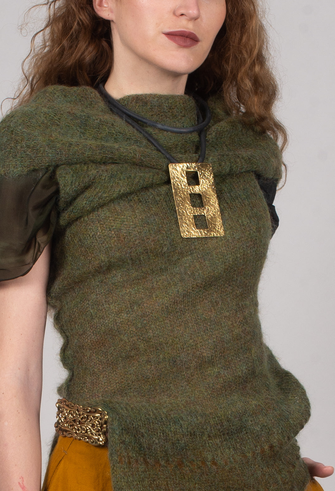 Roll Neck Knitted Vest in Moss