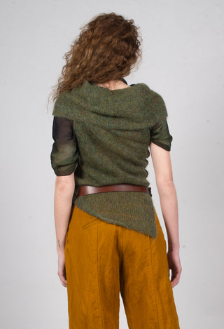 Roll Neck Knitted Vest in Moss