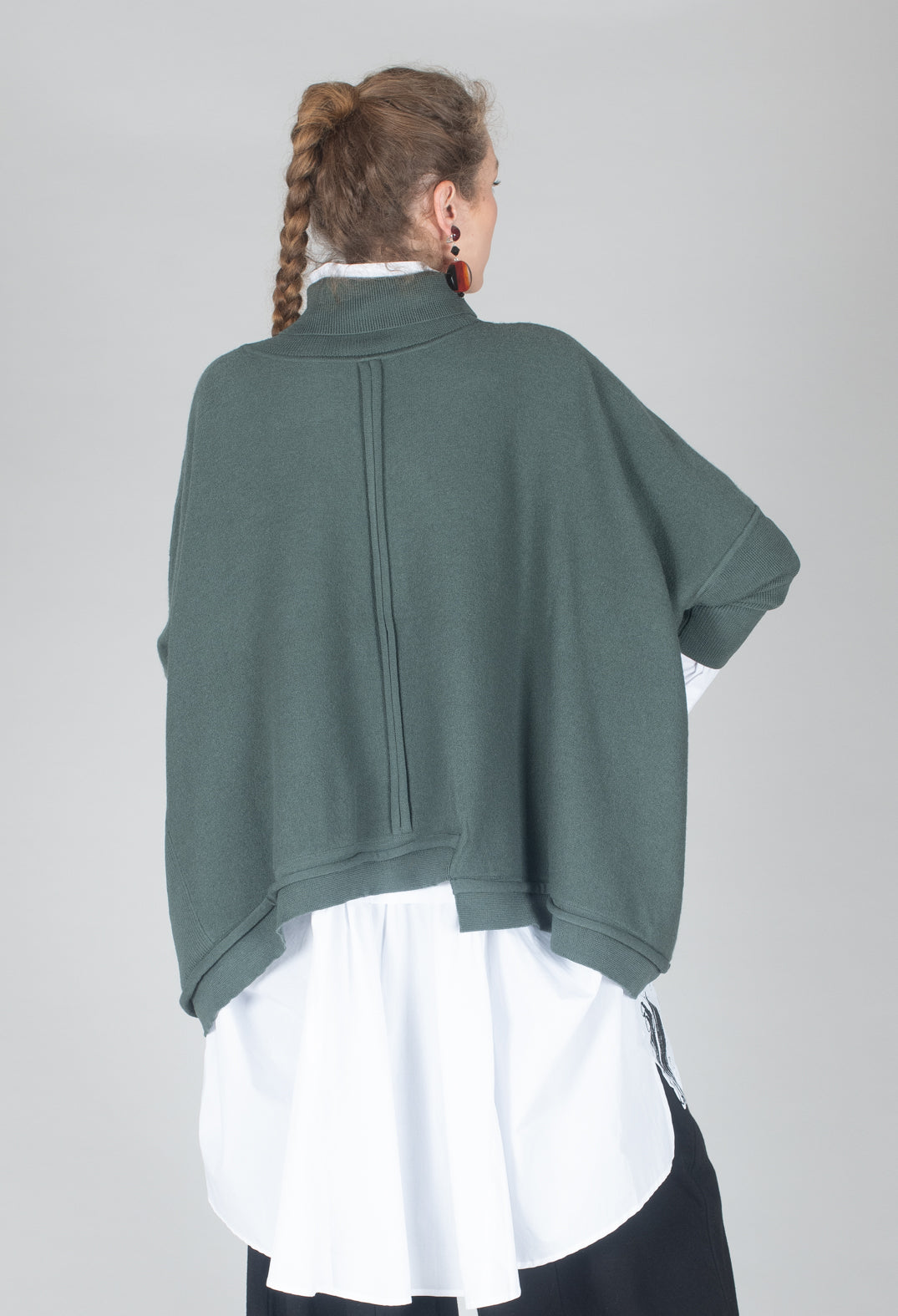 Panelled Knit Jumper in Green