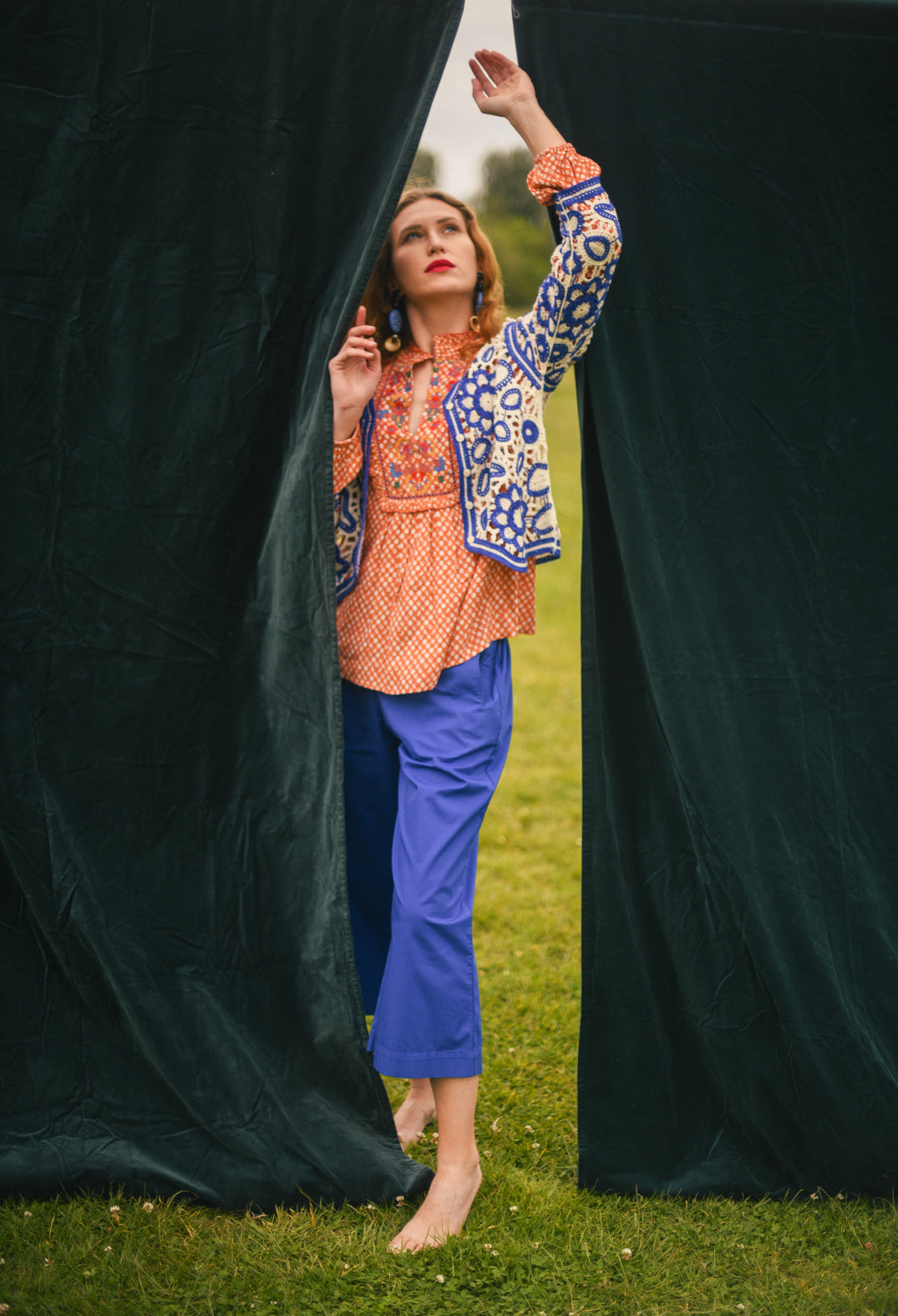 Bohemian Style Blouse in Orange