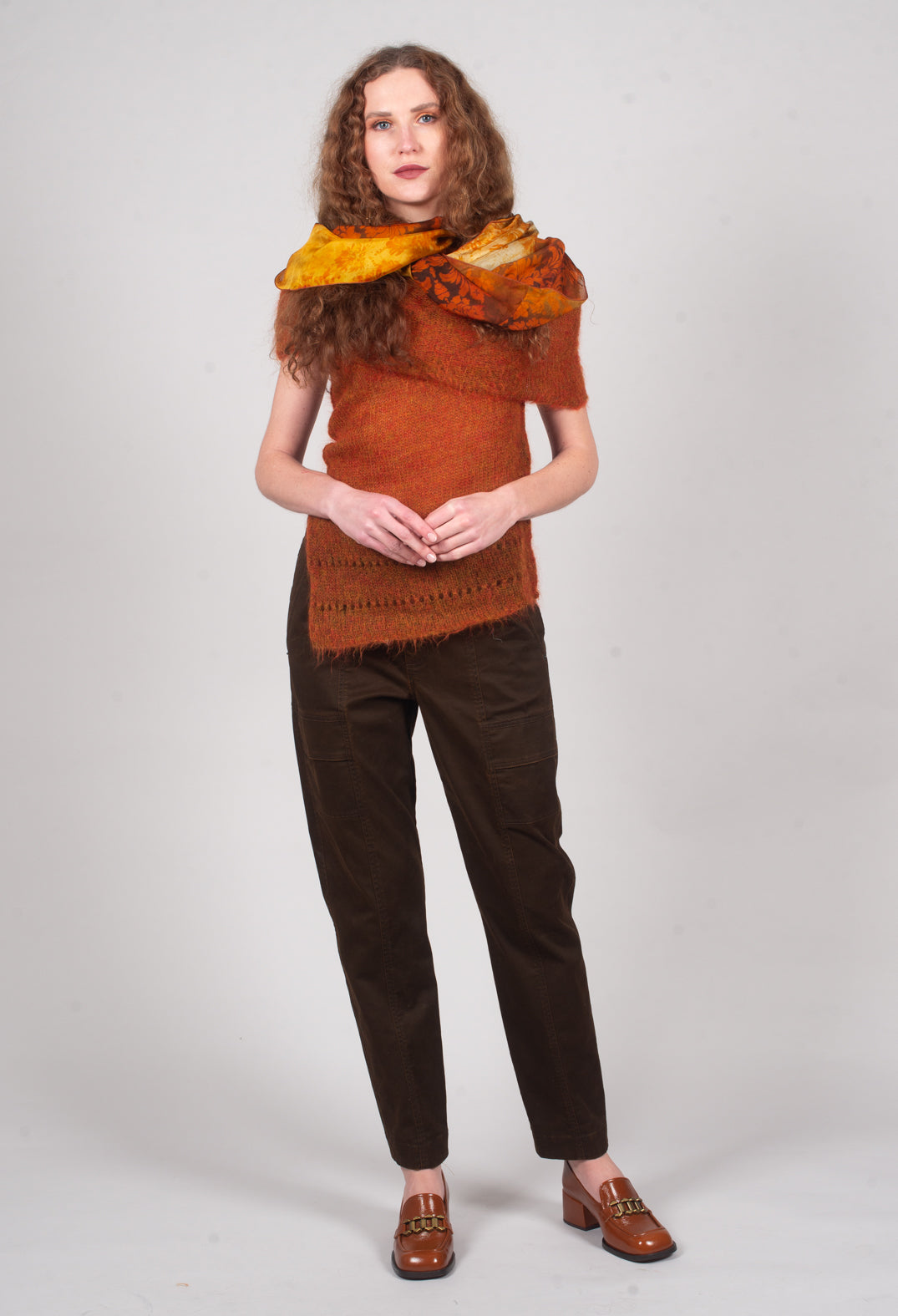 Roll Neck Knitted Vest in Tumeric