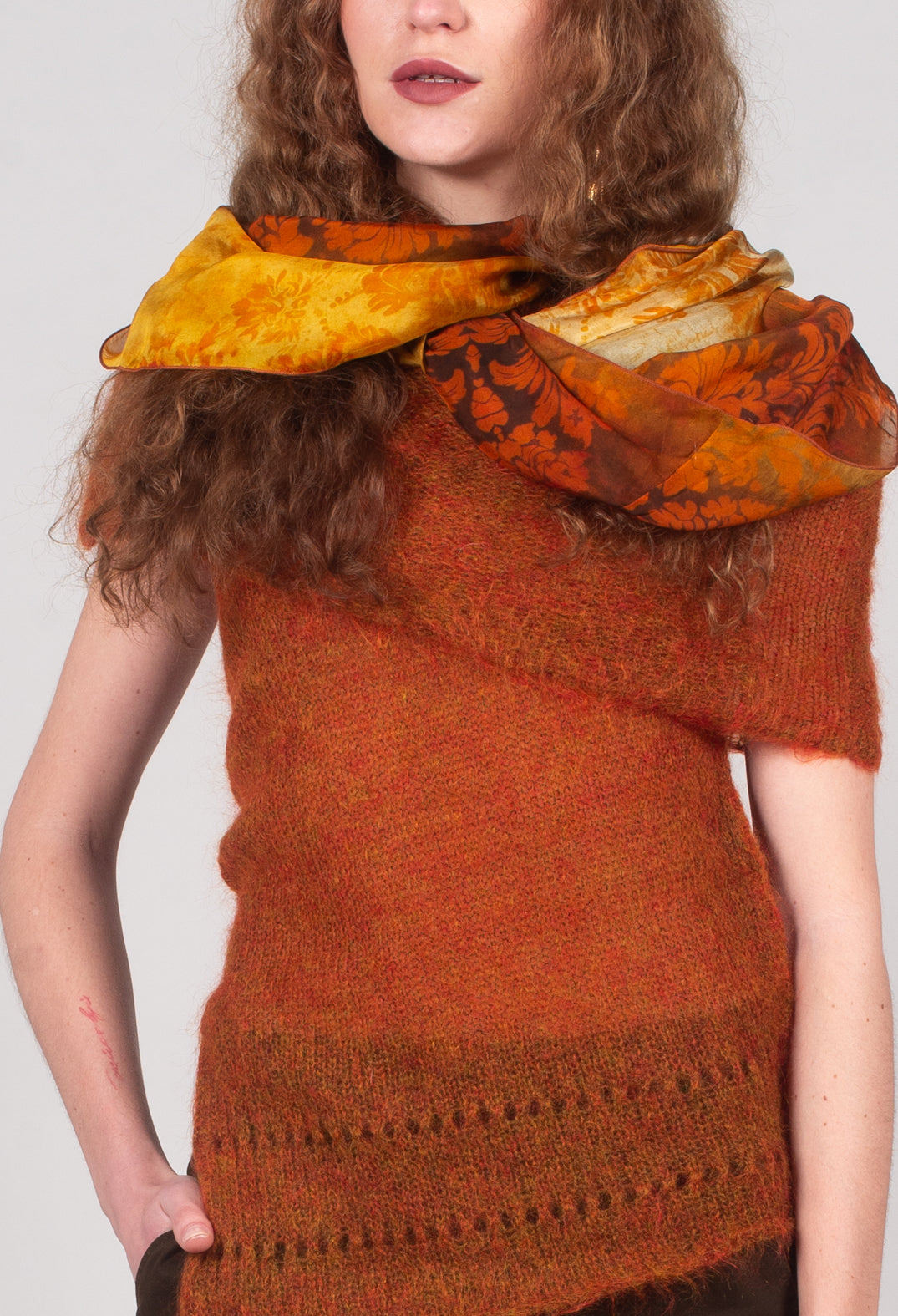 Roll Neck Knitted Vest in Tumeric