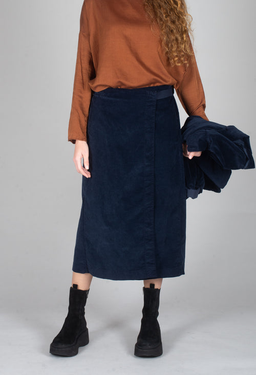 Velvet Wrap Skirt in Ink