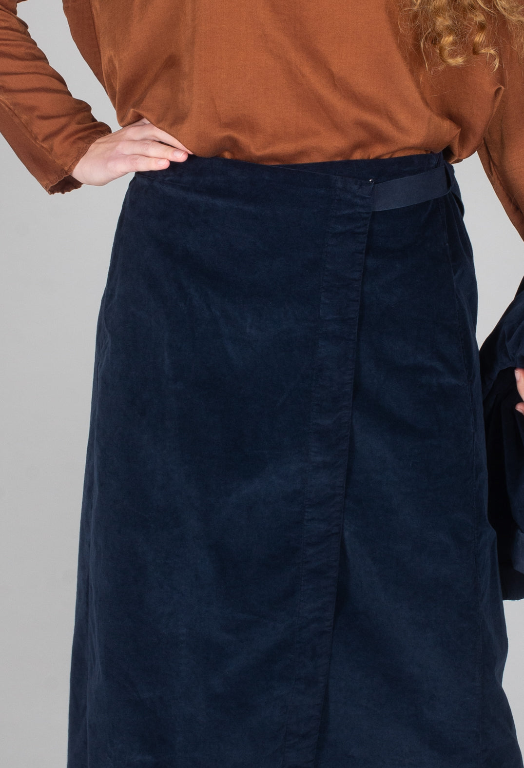 Velvet Wrap Skirt in Ink