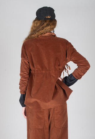 Velvet Drawstring Collar Shirt V in Rust