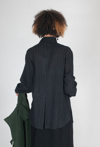 Point Collar Shirt in Black Stripe