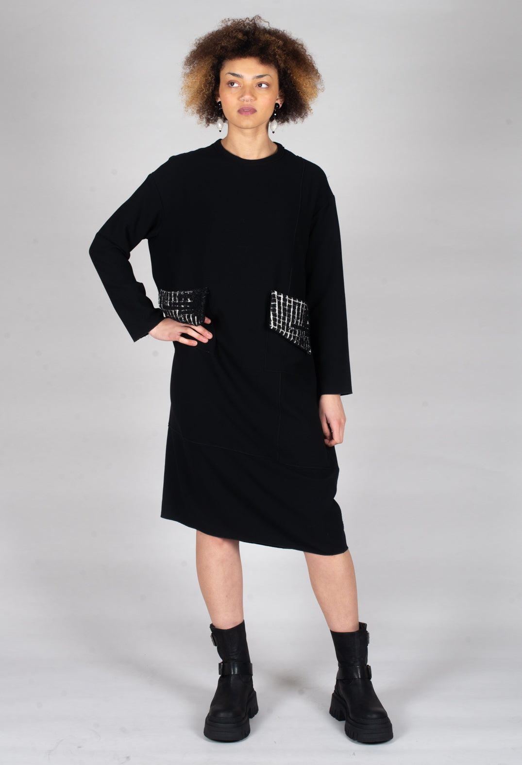 Patch Pocket Dress in Black