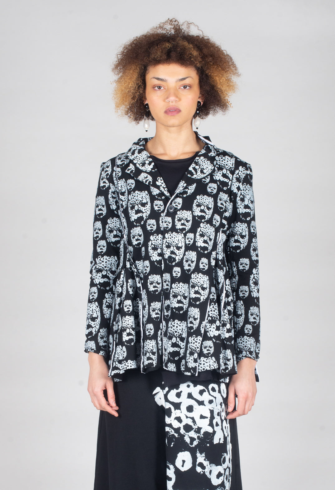 Skull Print Jacket in Black and White