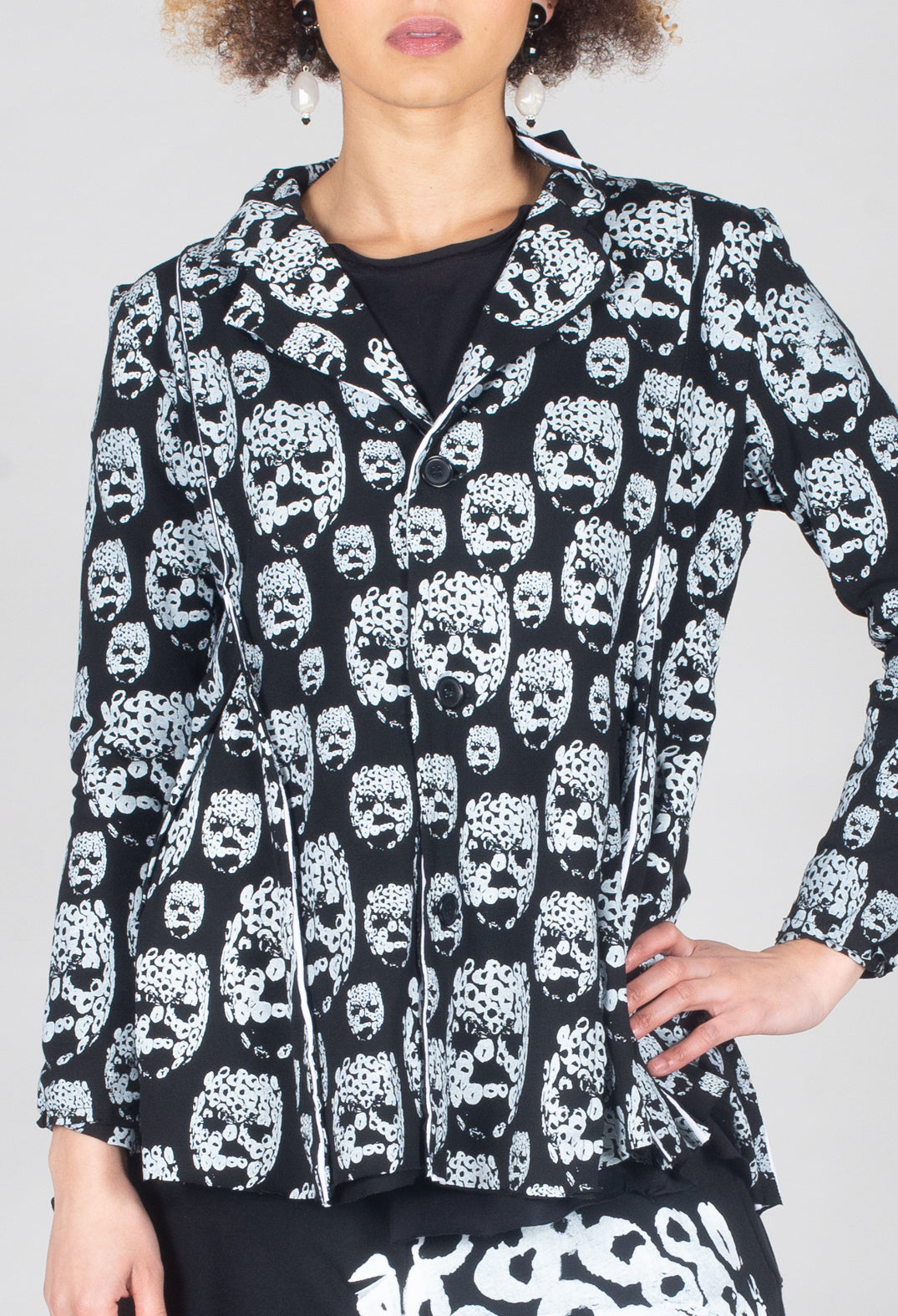 Skull Print Jacket in Black and White