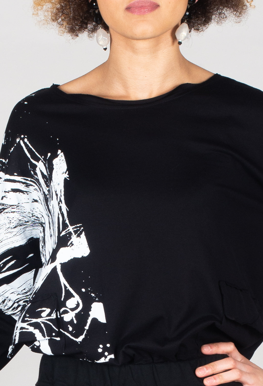 Statement Print Top in Black