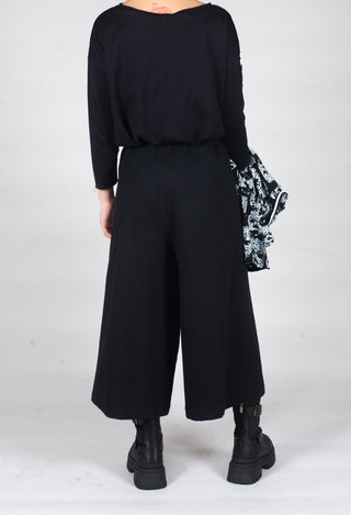 Wide Leg Cotton Trousers in Black and White