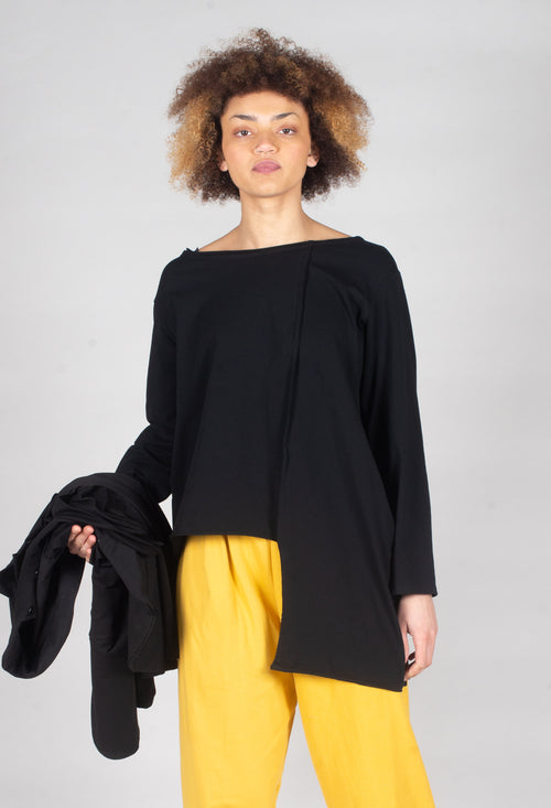 Asymmetric Jersey Top in Black