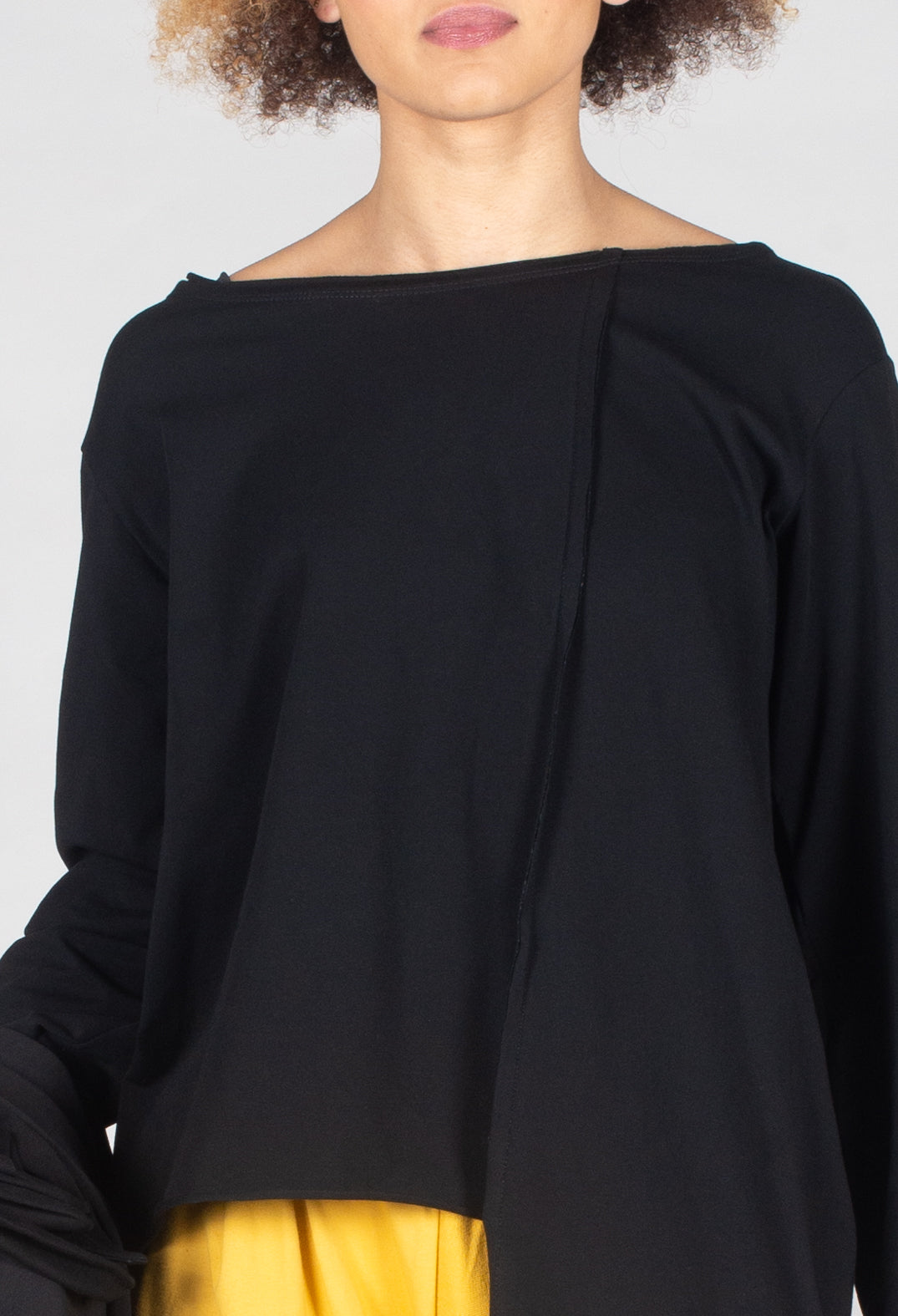 Asymmetric Jersey Top in Black