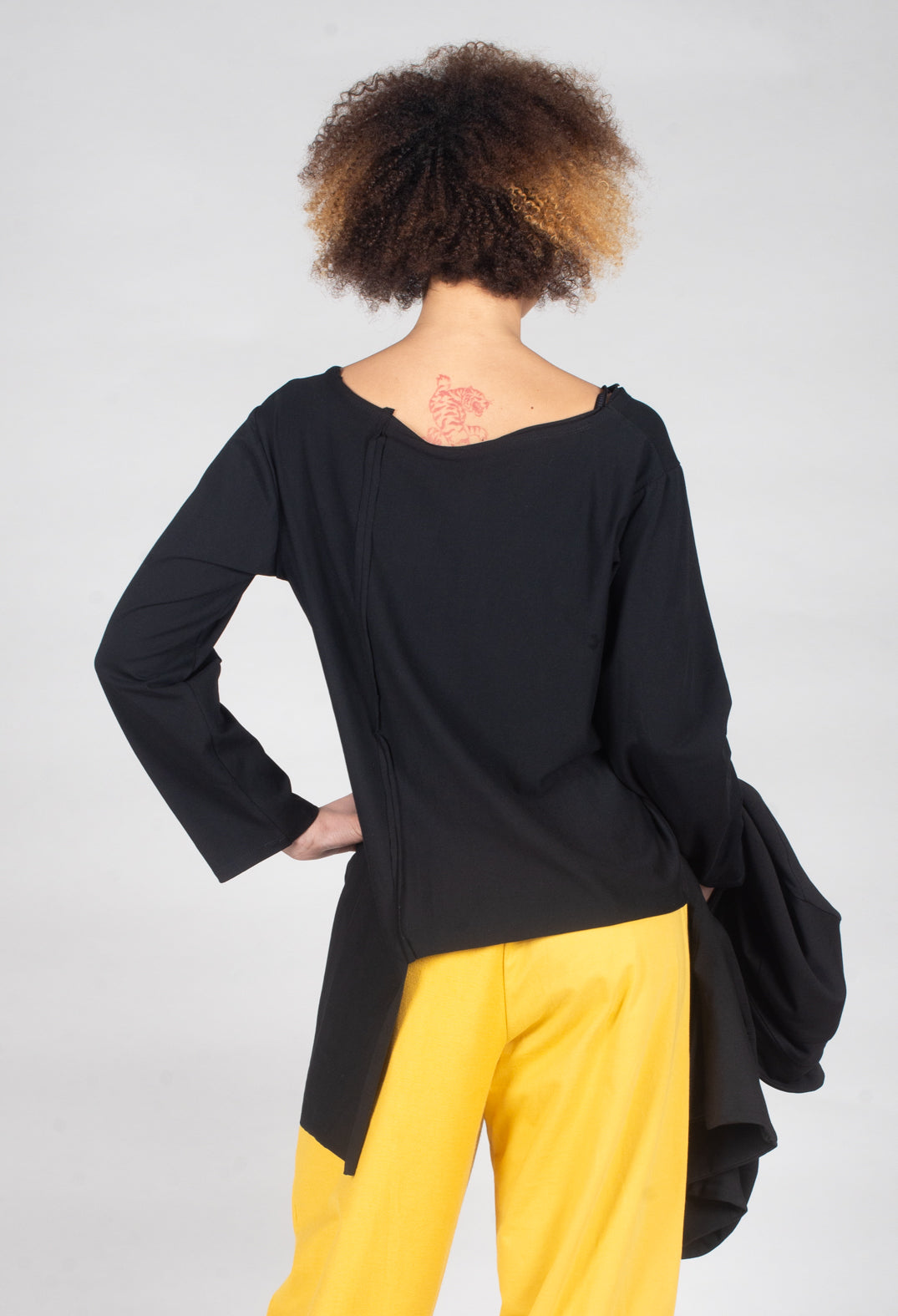 Asymmetric Jersey Top in Black