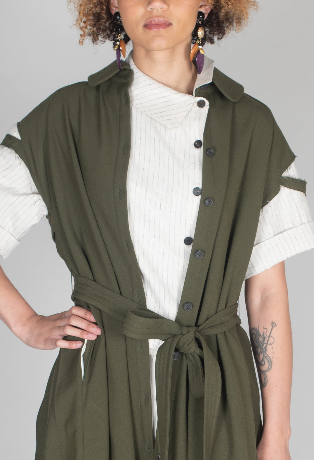 Peter Pan Dress in Olive