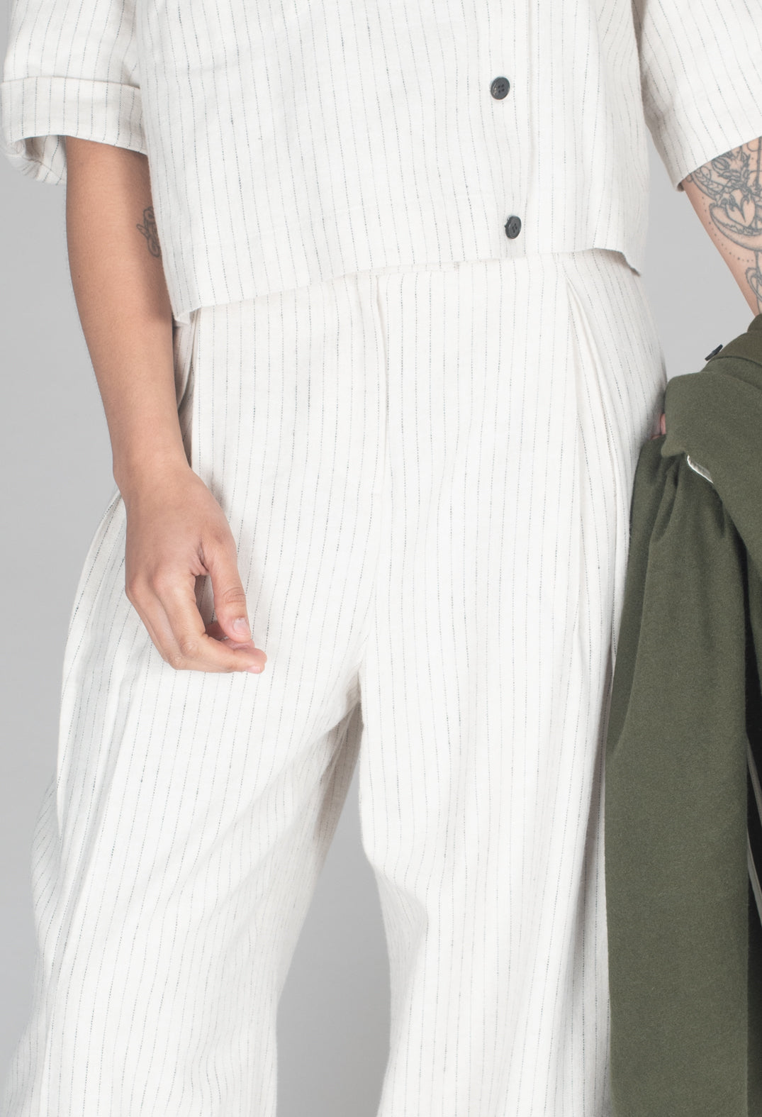 Pinstripe Trousers in Milk