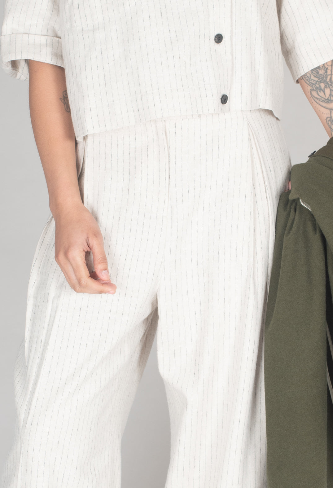 Pinstripe Trousers in Milk