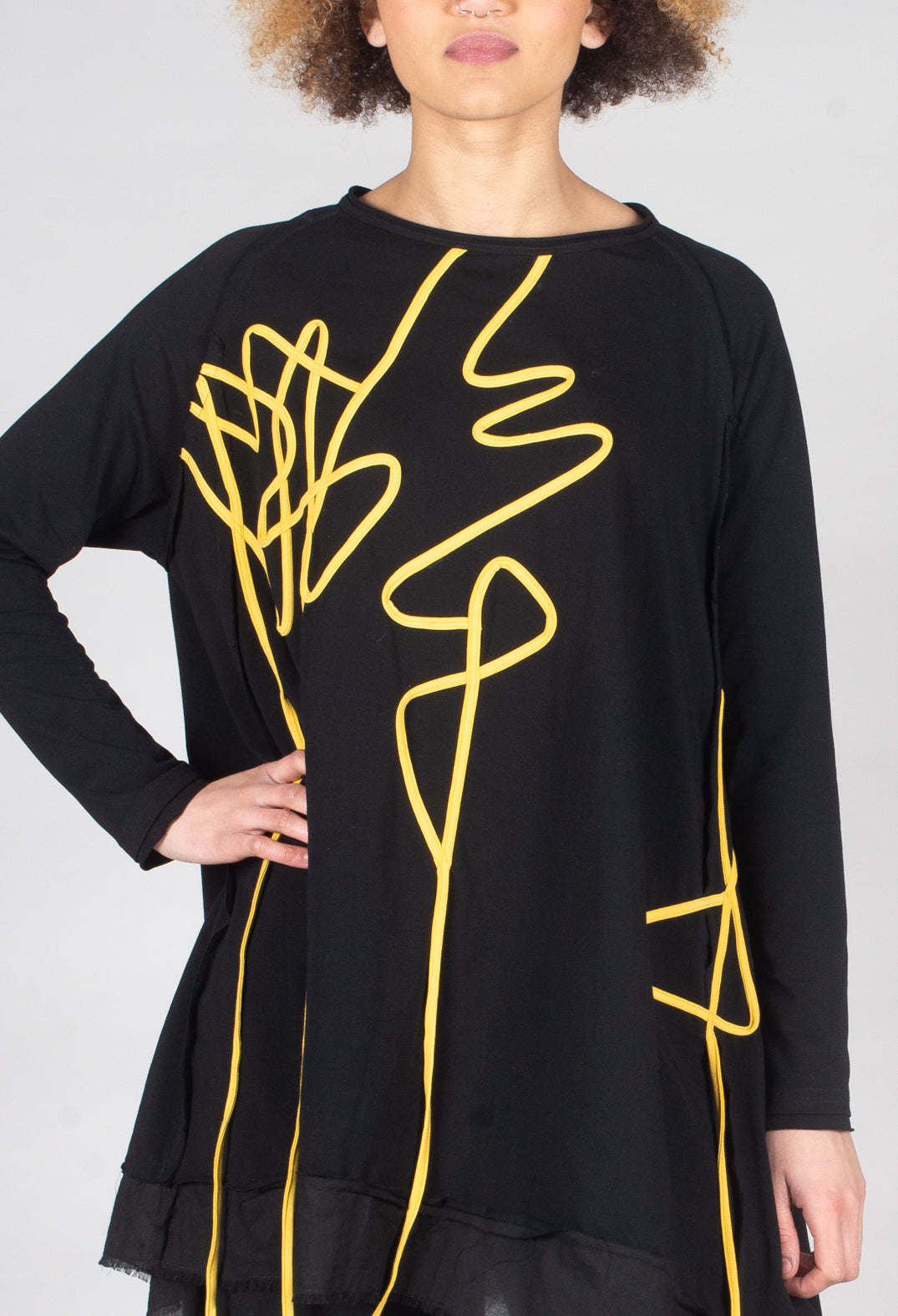 Scrible Print Tunic in Yellow and Black