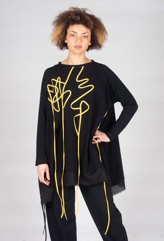 Scrible Print Tunic in Yellow and Black