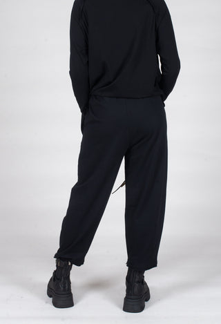 Straight Leg Cotton Trousers in Black