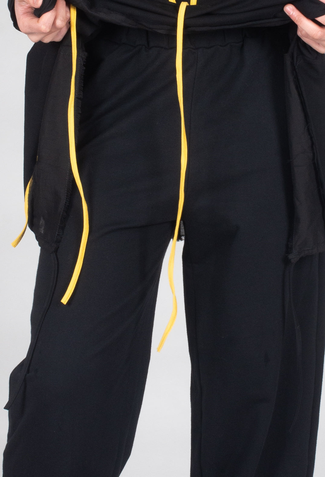 Straight Leg Cotton Trousers in Black