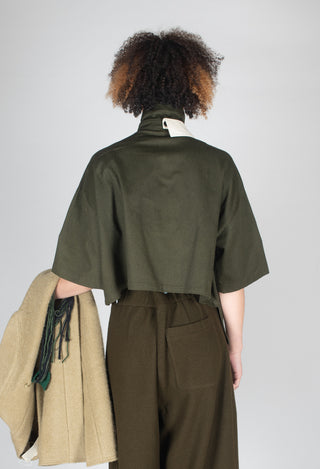 Asymmetrical Cropped Shirt in Olive