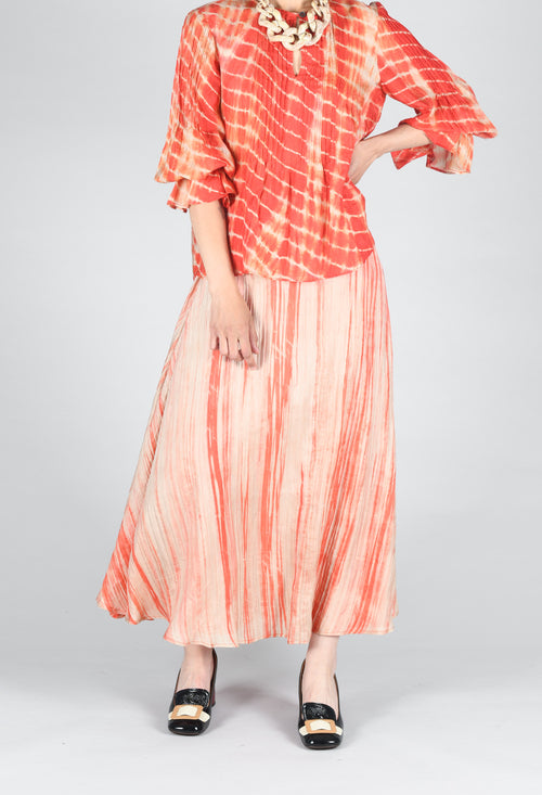 Lotus Skirt in Coral and Beige