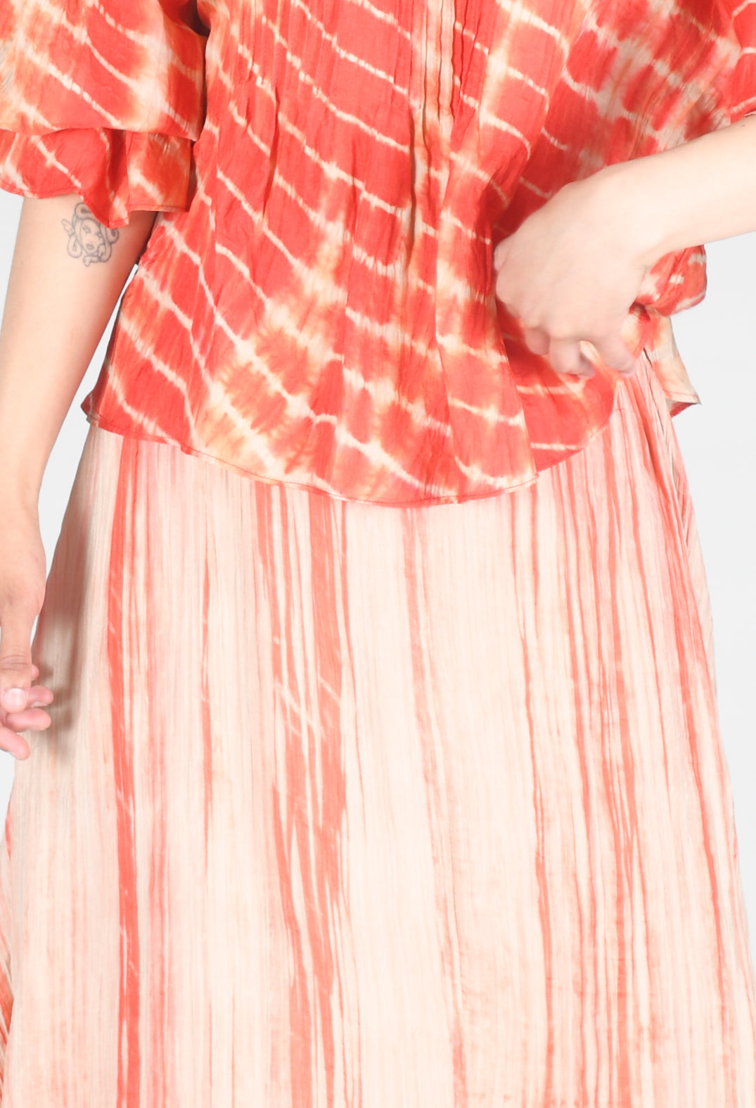 Lotus Skirt in Coral and Beige