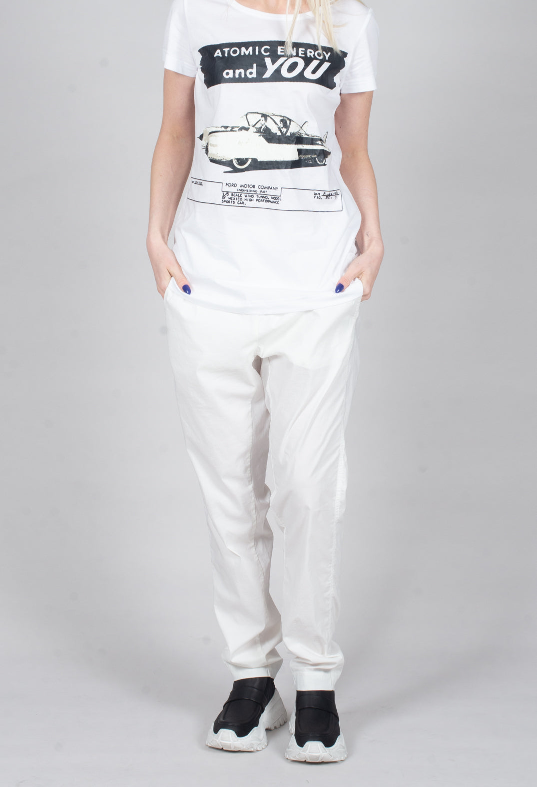 Pull On Slim Leg Trousers in Offwhite