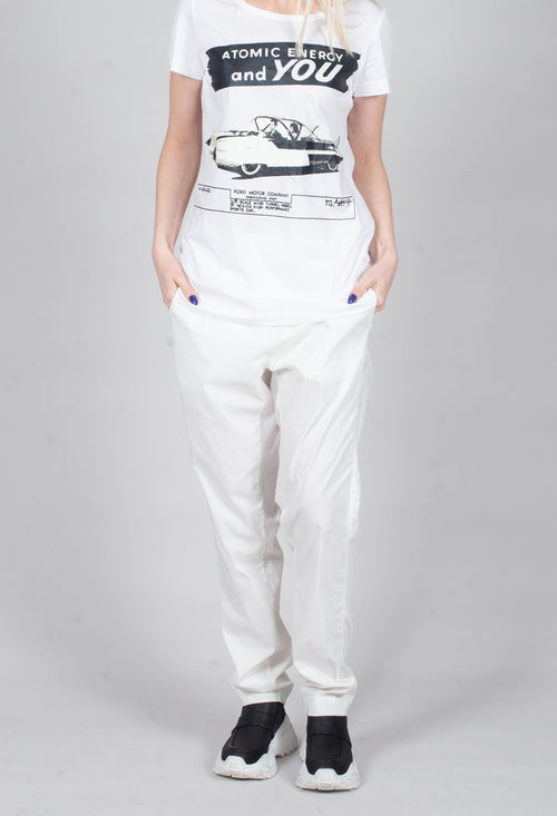 Pull On Slim Leg Trousers in Offwhite