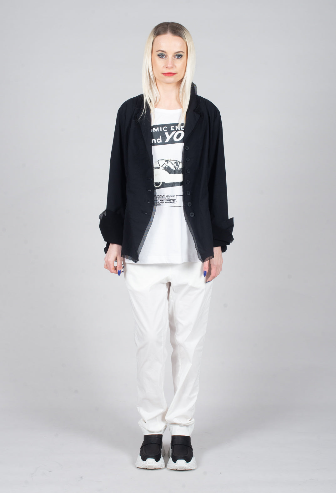 Pull On Slim Leg Trousers in Offwhite