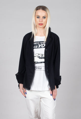 Button Through Jacket in Black (Pictured in Navy)