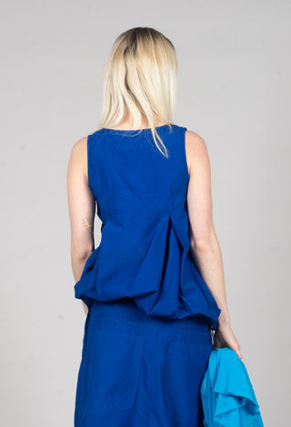 Sheer Vest Top with Adjustable Pull Toggles in Royal