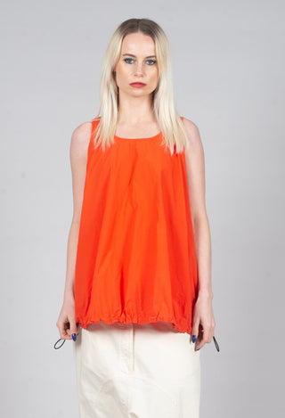 Sheer Vest Top with Adjustable Pull Toggles in Mandarine