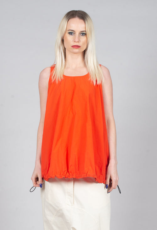 Sheer Vest Top with Adjustable Pull Toggles in Mandarine