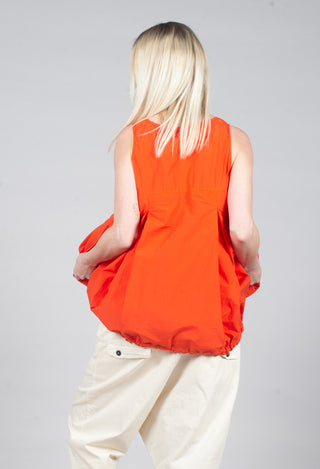 Sheer Vest Top with Adjustable Pull Toggles in Mandarine