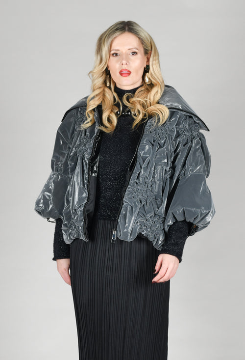 Netted Puffer Coat in Grey