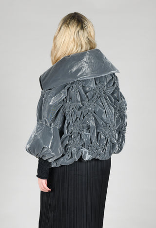 Netted Puffer Coat in Grey