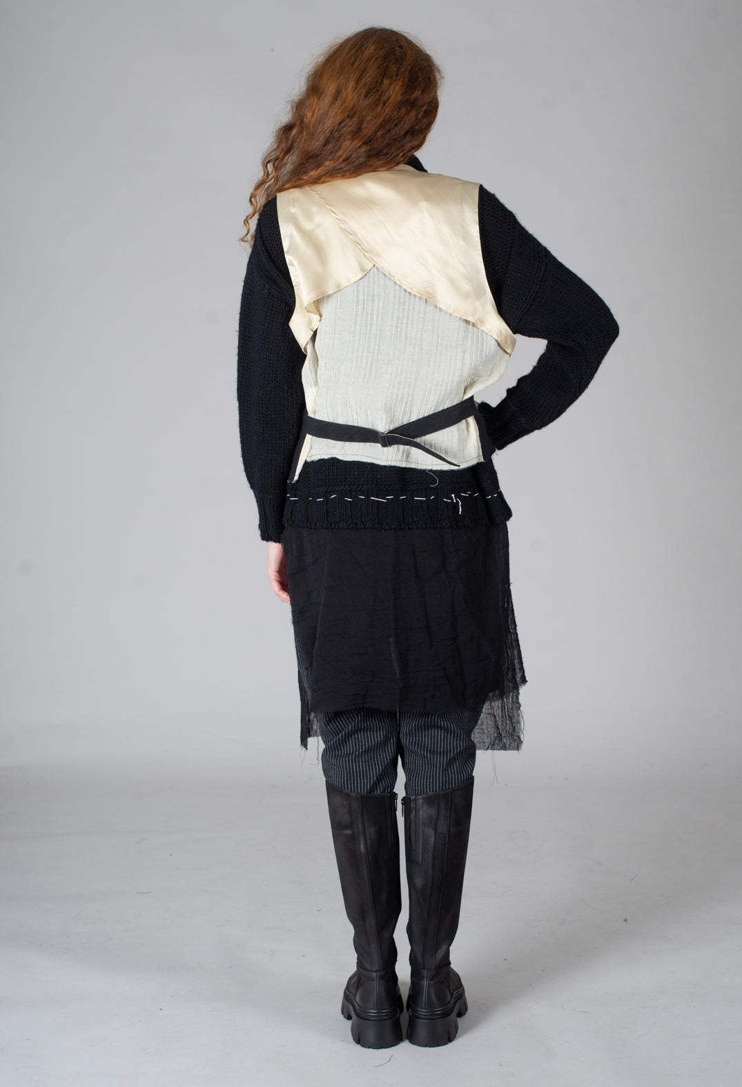 Waistcoat with Contrasting Back in Black and Cream