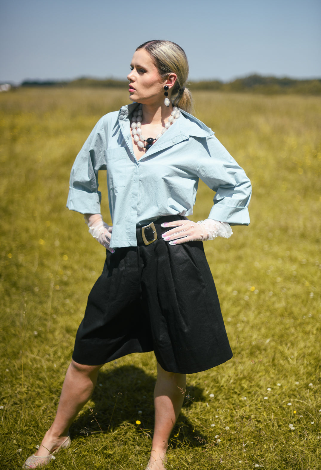 Pleated Shorts in Black