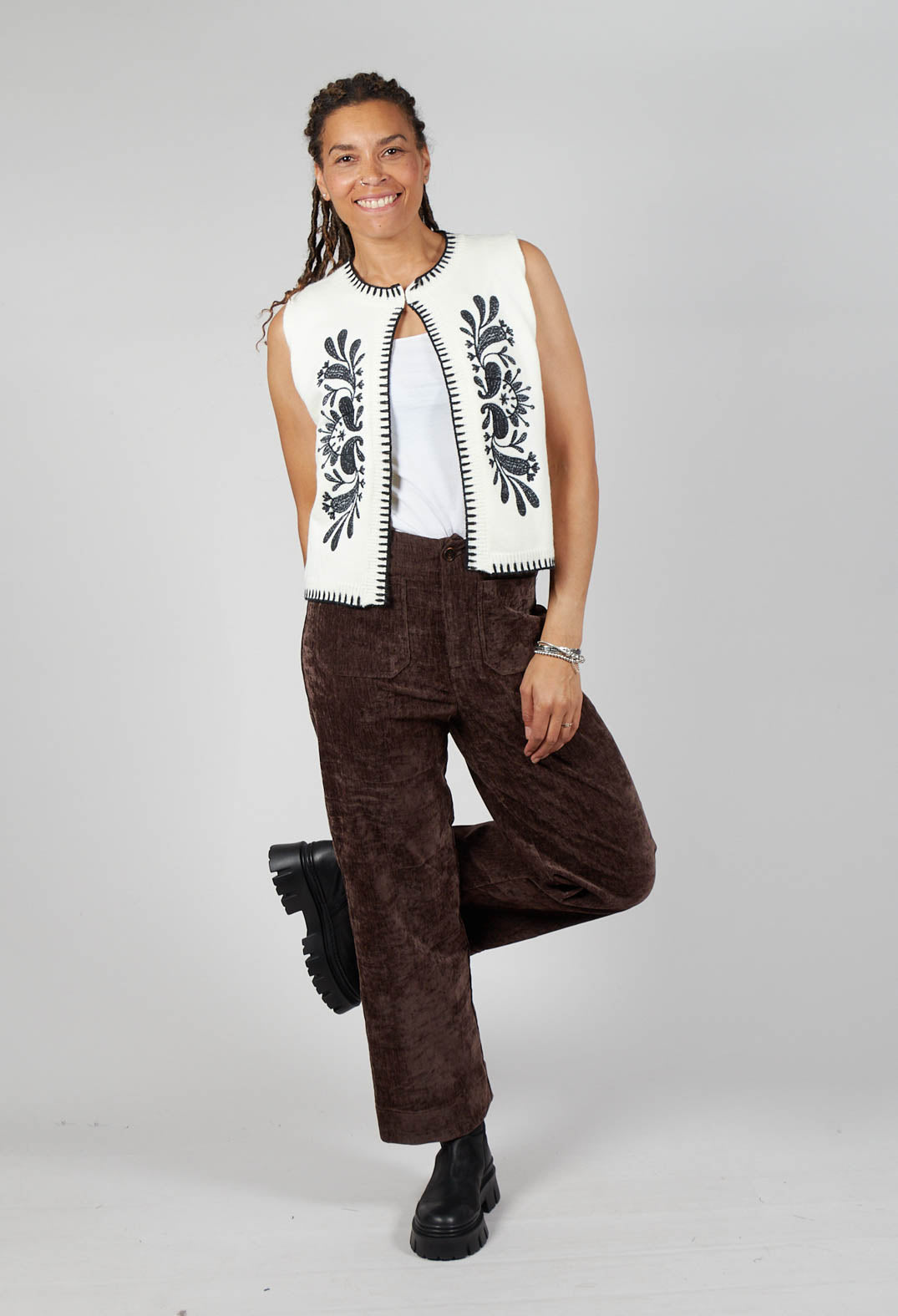 Dallas Knitted Waistcoat in Ecru