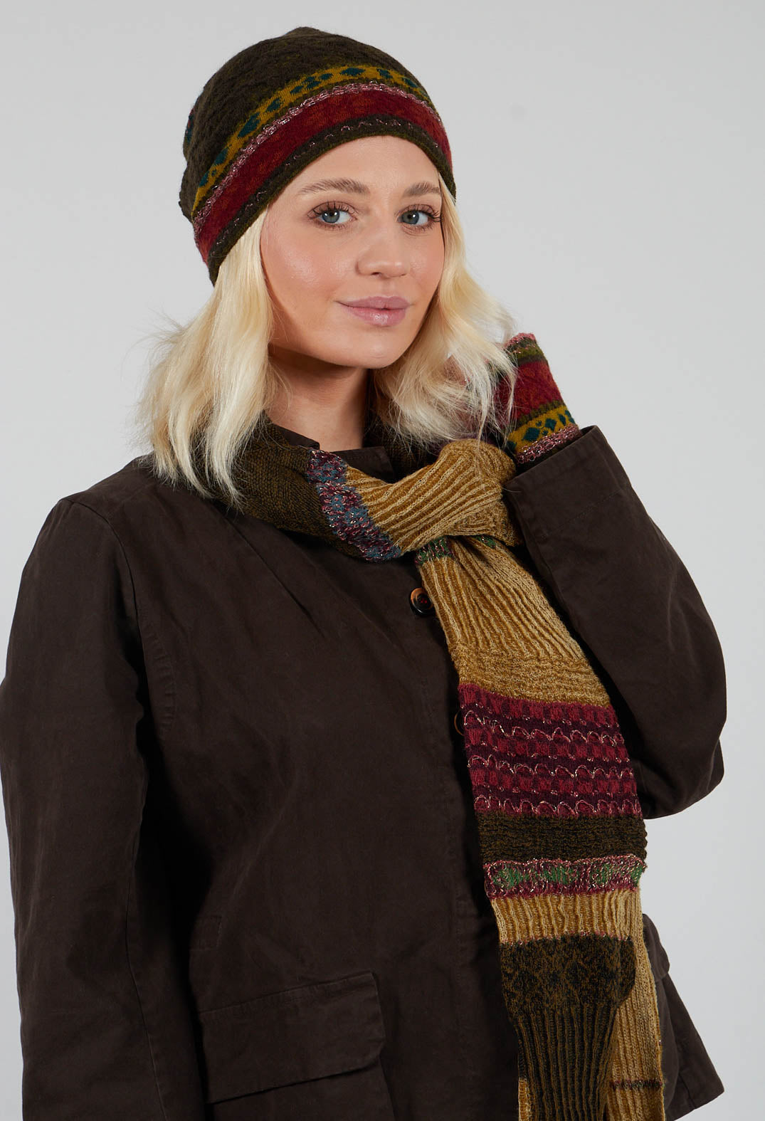 Decorative Wool Beanie in Olive